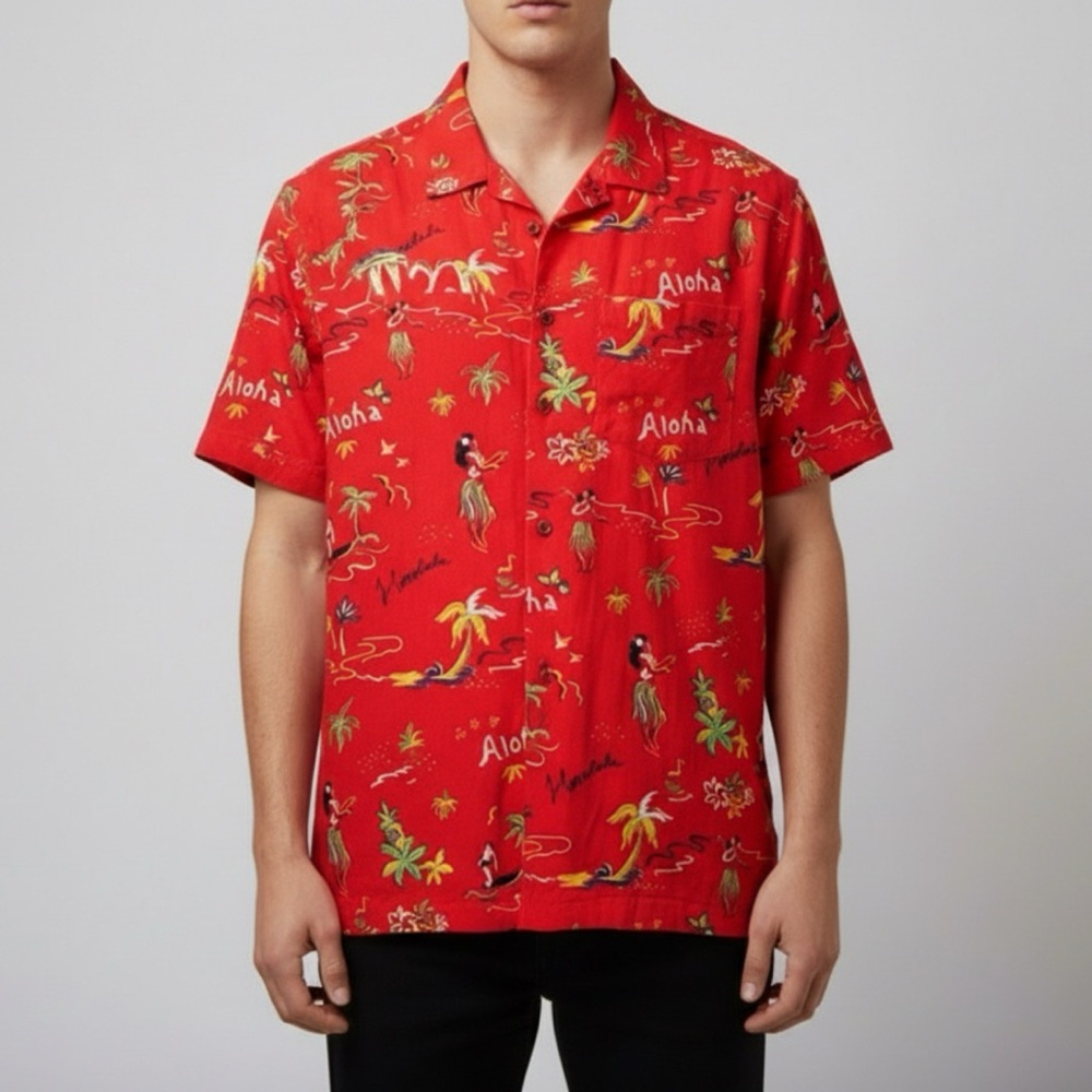 Scotch & Soda Red Aloha Print Casual Shirt